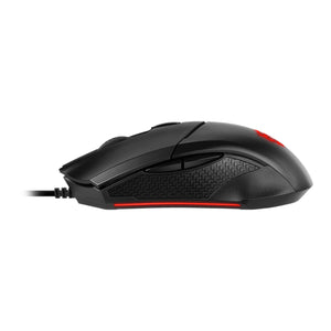 MSI Clutch GM08 Gaming Wired Mouse - Accurate Optical Sensor With Dragon Scale Design Side Grips, On The Fly DPI Changing With Red LED - Black