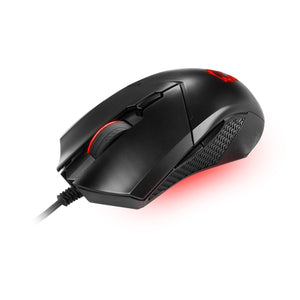 MSI Clutch GM08 Gaming Wired Mouse - Accurate Optical Sensor With Dragon Scale Design Side Grips, On The Fly DPI Changing With Red LED - Black
