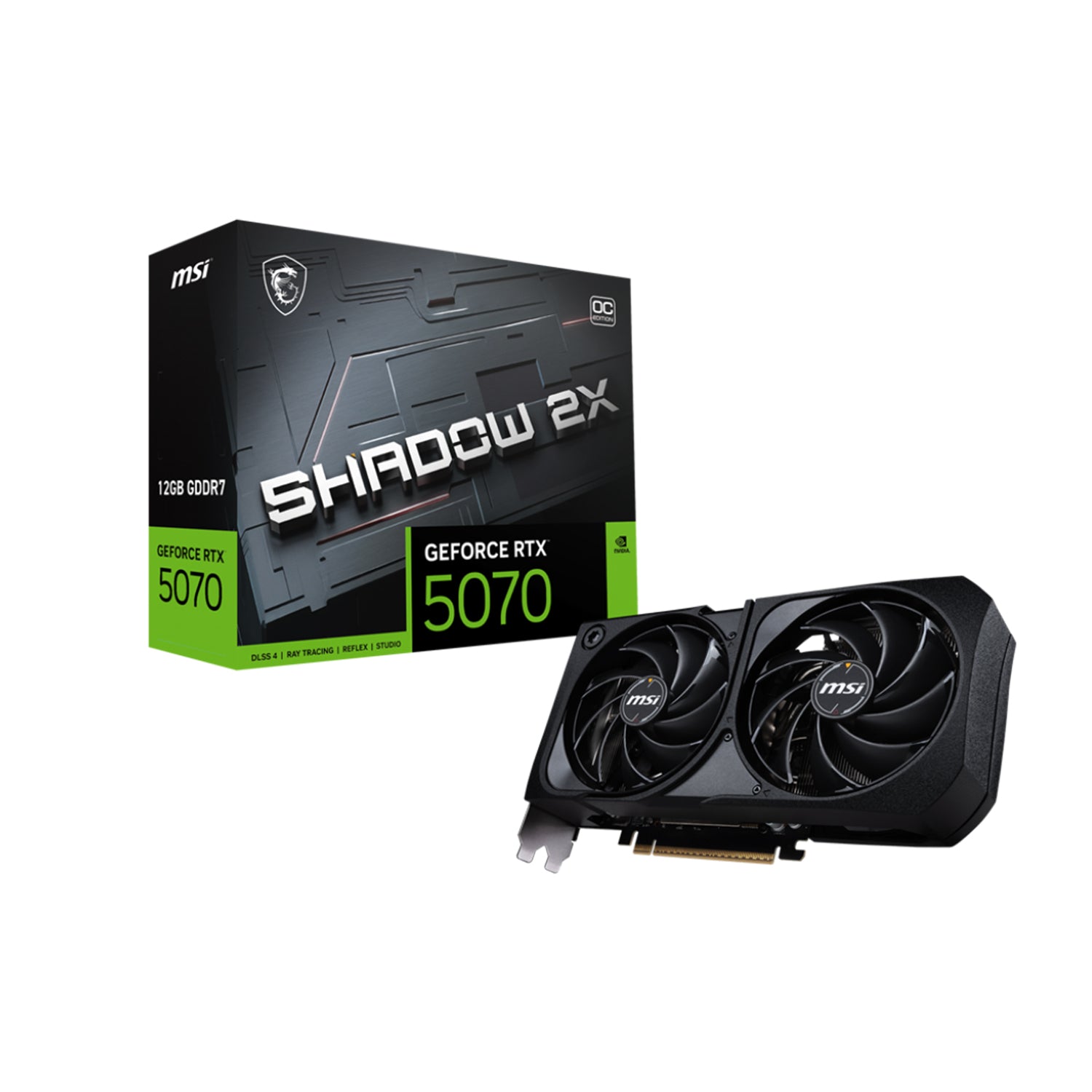 MSI GeForce RTX 5070 12G Shadow 2X OC Graphics Card - 12GB GDDR7, 192-bit Memory, Dual-Fan Thermal Design With Torx Fan 5.0, HDMI / Display Port