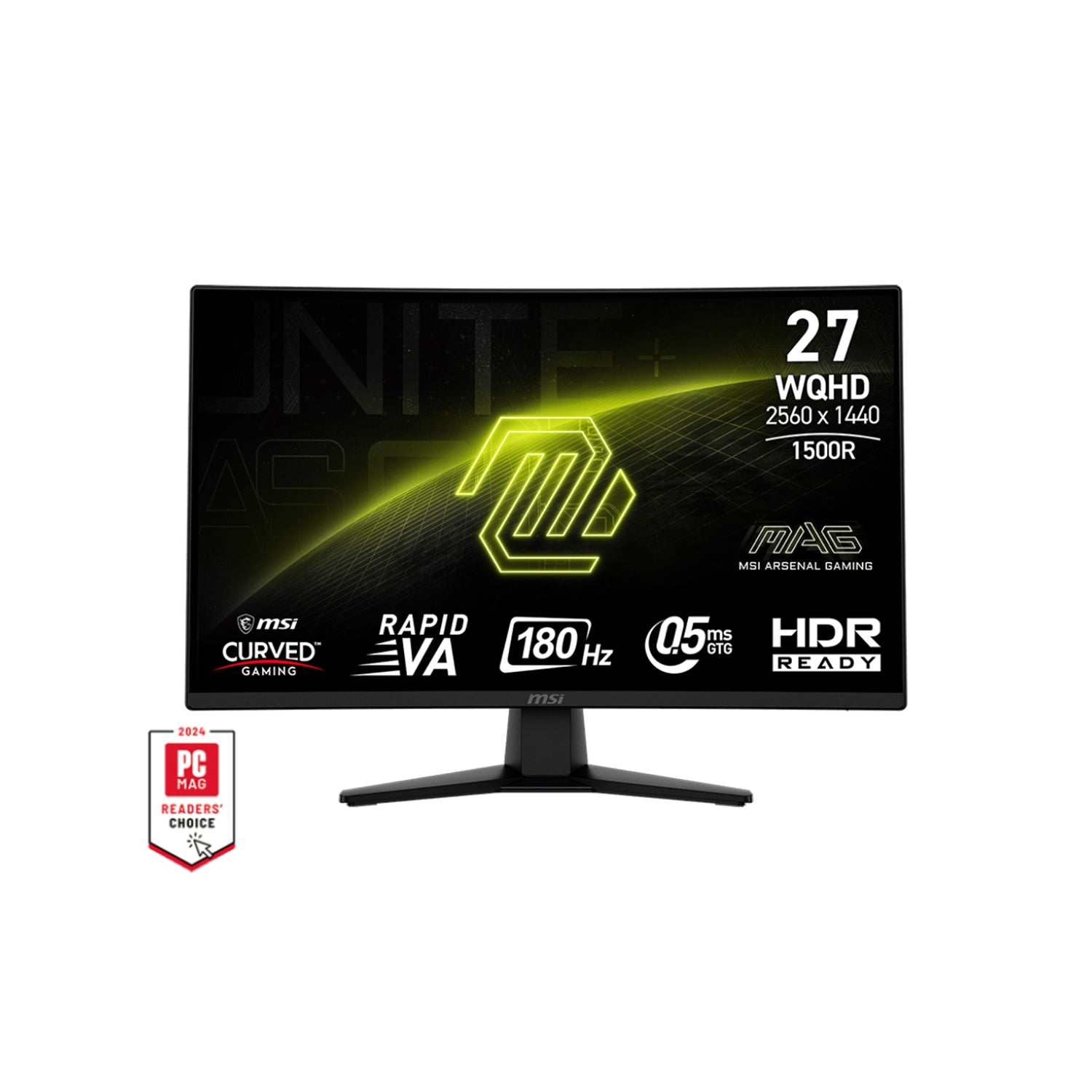 MSI MAG 274CQF 27-Inch WQHD (2560x1440) Rapid VA Curved Gaming Monitor - 180Hz Refresh Rate, Adaptive-Sync Technology With AI Vision, 2x HDMI / Display Port