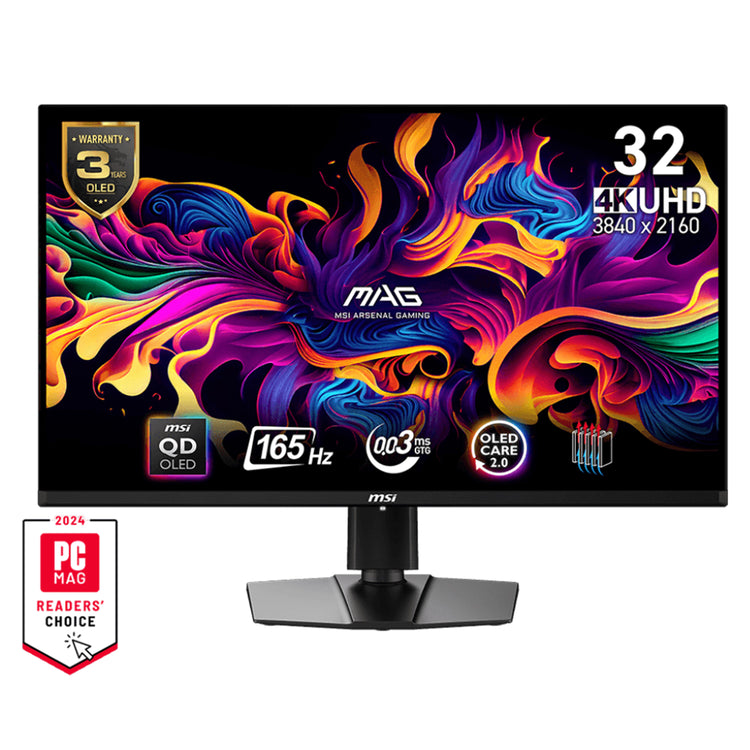 MSI MAG MAG 321UP QD-OLED 32" (UHD) Flat Curvature Monitor - 165Hz Refresh Rate, QD-OLED Panel,  Anti-Reflection Frameless Design With, 2x HDMI / Display Port