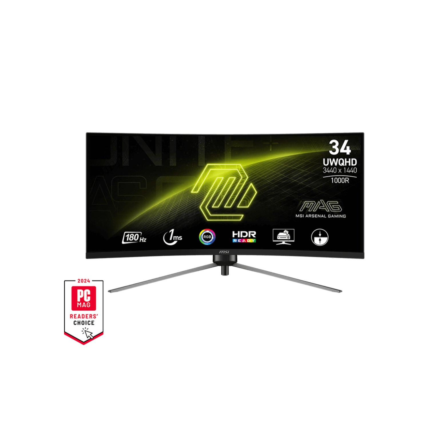 MSI MAG 345CQR 34-Inch (UWQHD) Curved Screen Gaming Monitor - 180Hz Refresh Rate, Adaptive-Sync Technology With AMD FreeSync Premium, HDMI / Display Port