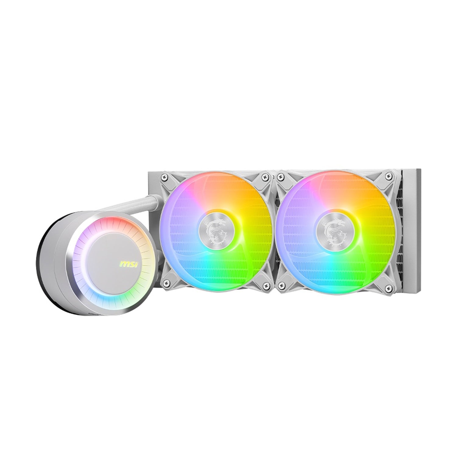 MSI MAG CoreLiquid E240 CPU Liquid Cooler - ARGB Fan Lighting With 240 mm Radiator Size, Water Cooling Tube Material - White