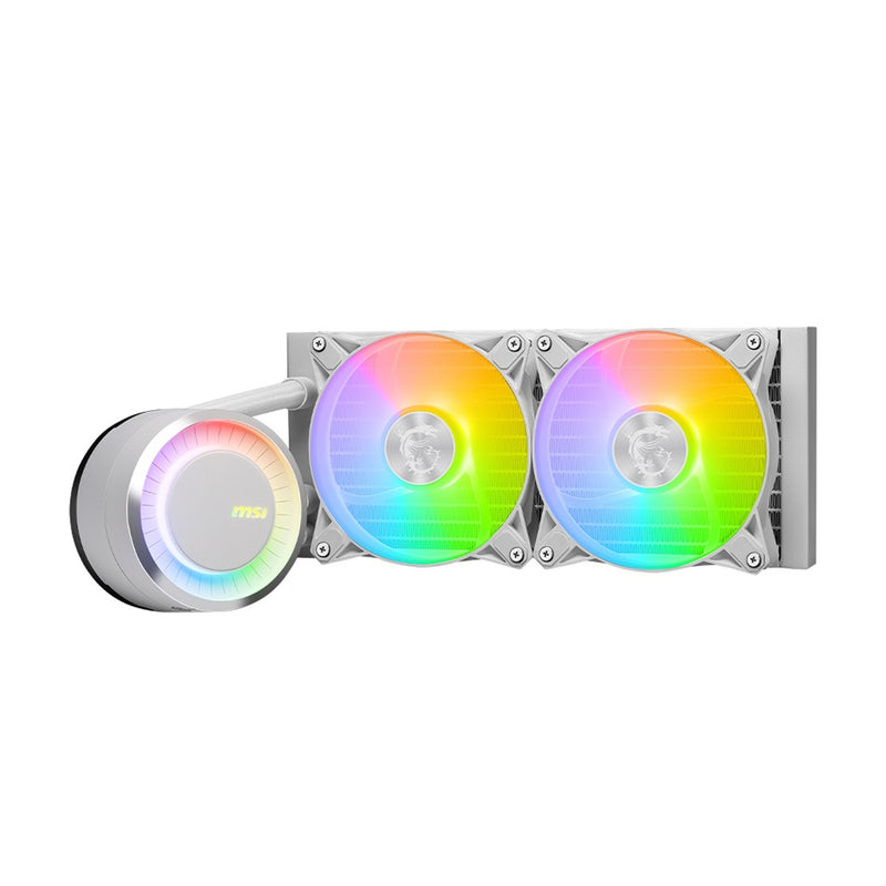 MSI MAG CoreLiquid E240 CPU Liquid Cooler - ARGB Fan Lighting With 240 mm Radiator Size, Water Cooling Tube Material - White