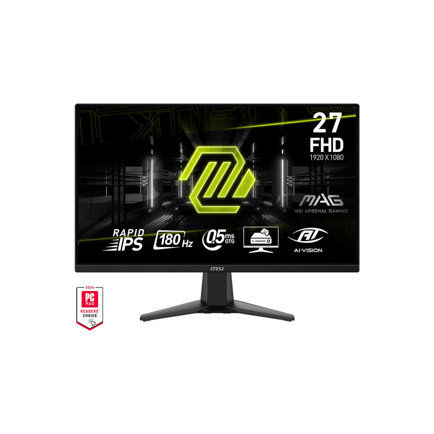 MSI MAG 275F 27-Inch FHD Rapid IPS Gaming Monitor, 180Hz Refresh Rate, Adaptive-Sync Technology With AI Vision, 2x HDMI / Display Port