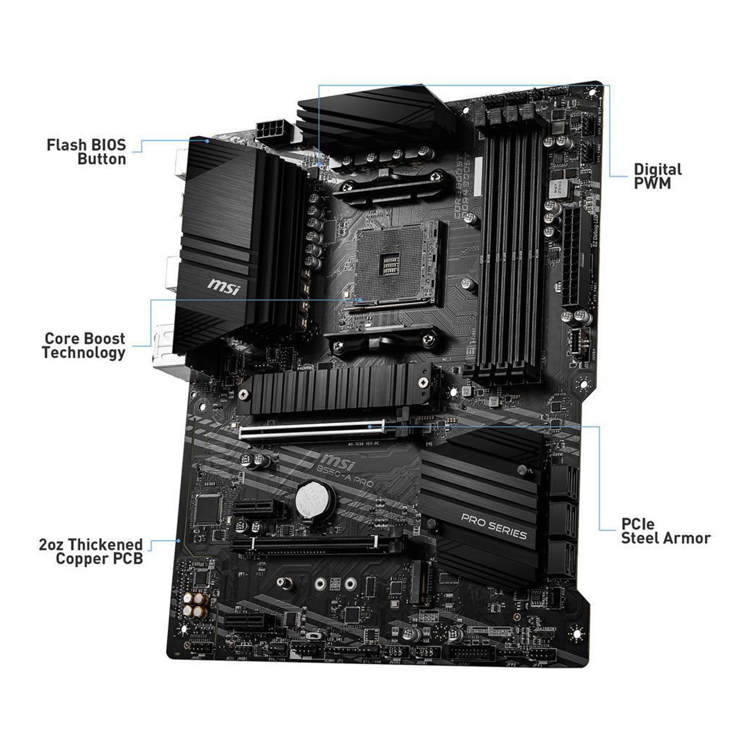 MSI B550-A PRO AM4 Socket AMD B550 Chipset PCIe - Main Image