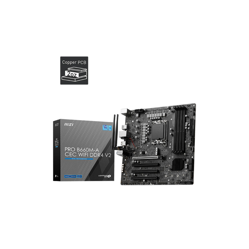 MSI PRO B660M-A CEC WIFI DDR4 V2 Motherboard | LGA 1700 Socket | Support 14th/ 13th/ 12th Gen | mATX Form Factor