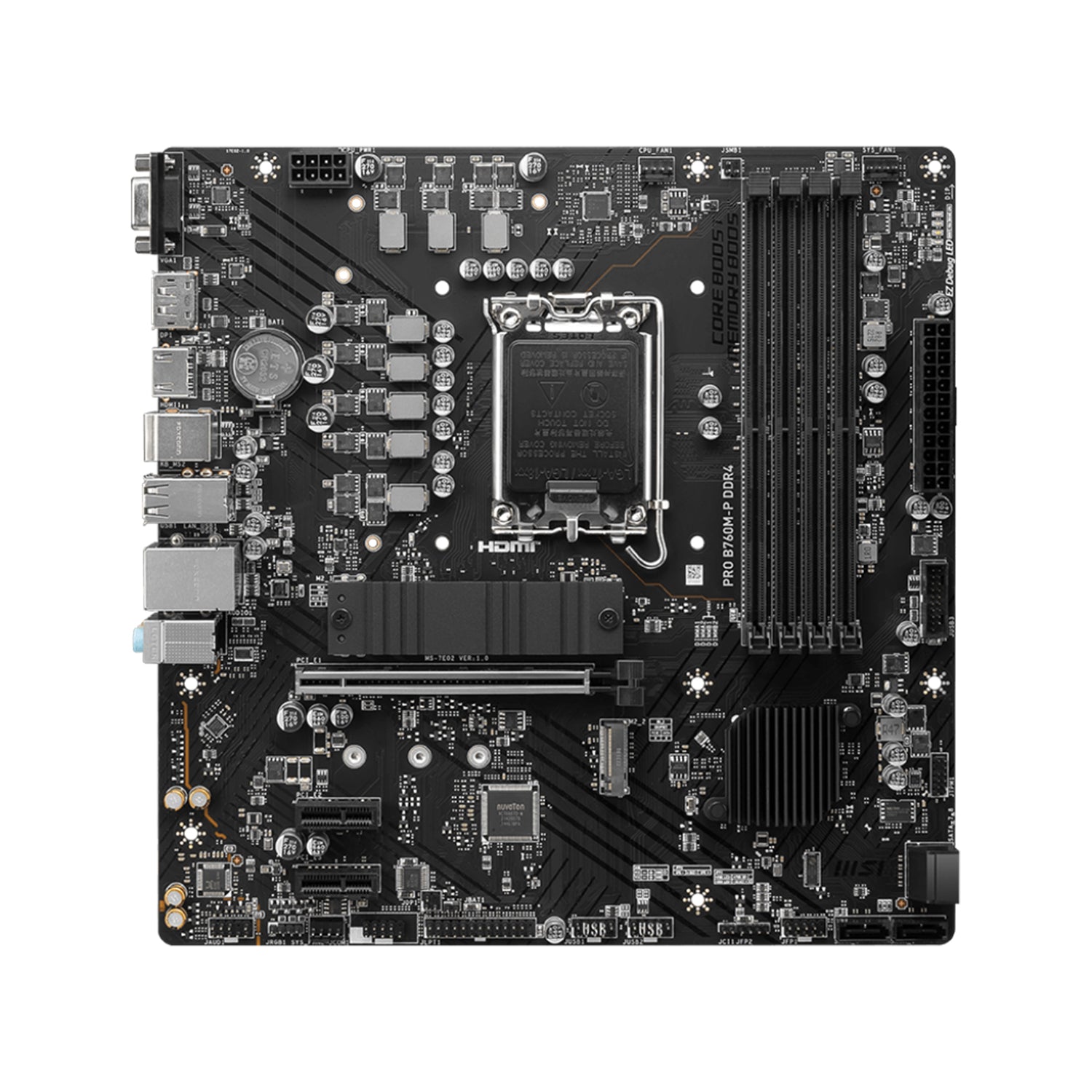 MSI PRO B760M-P DDR4 Series Professional Motherboard (Supports 12th/13th/14th Gen Intel Processors/ B760 Chipset/ LGA 1700 Socket/ PCIe 4.0 x16/ M.2 Slots/ Micro ATX) HDMI, Display port