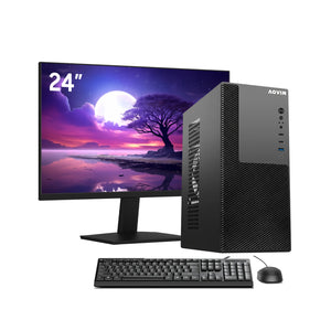 AQVIN Compact Business Desktop PC With AQVIN 24 / 27 Inch FHD Monitor - Intel i5/ i7 - 8th Gen Processor, 16GB DDR4 RAM, 1TB NVMe SSD, Windows 11 Pro - MTX60