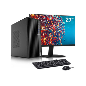 AQVIN Minitower Business Desktop PC - Intel i5- 8th Gen Processor, 24 / 27-Inch FHD Monitor, 16GB RAM, 256GB - 1TB NVMe, Windows 11 Pro - MTX70
