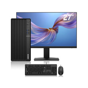AQVIN MTX70 Mini Tower Business Desktop PC - Intel Core i7- 8th Gen, 16GB - 32GB RAM, 256GB - 1TB NVMe SSD, 24” / 27” FHD Monitor, Windows 11 Pro