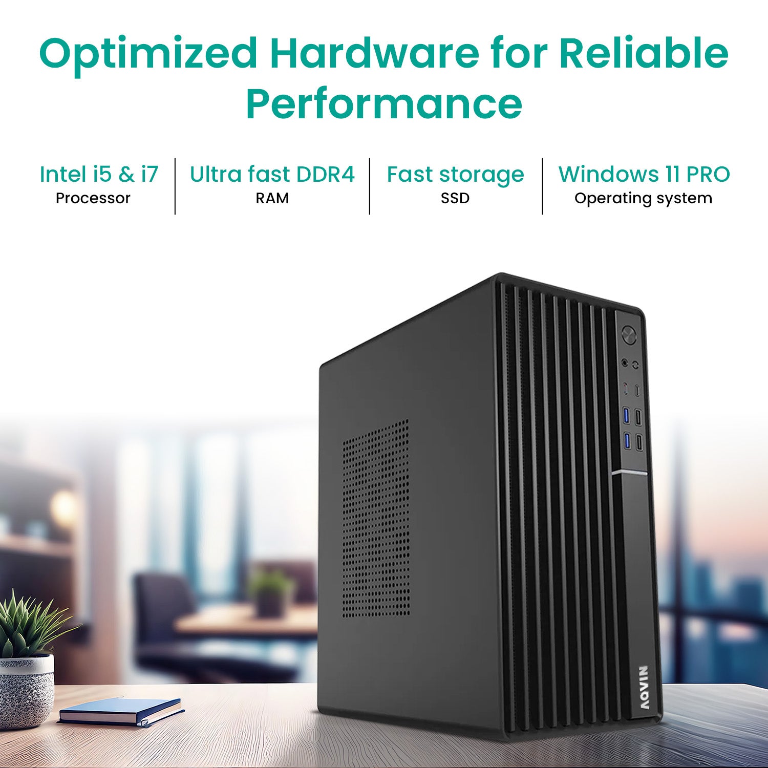 AQVIN MTX70 MiniTower Computer PC - Intel i5/ i7 - 9th Gen Processor, 16GB - 32GB DDR4 RAM, 512GB - 1TB NVMe SSD, Windows 11 Pro, Wired Keyboard & Mouse - New