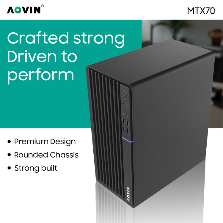 AQVIN MTX70 MiniTower Computer PC - Intel i5/ i7 - 9th Gen Processor, 16GB - 32GB DDR4 RAM, 512GB - 1TB NVMe SSD, Windows 11 Pro, Wired Keyboard & Mouse - New
