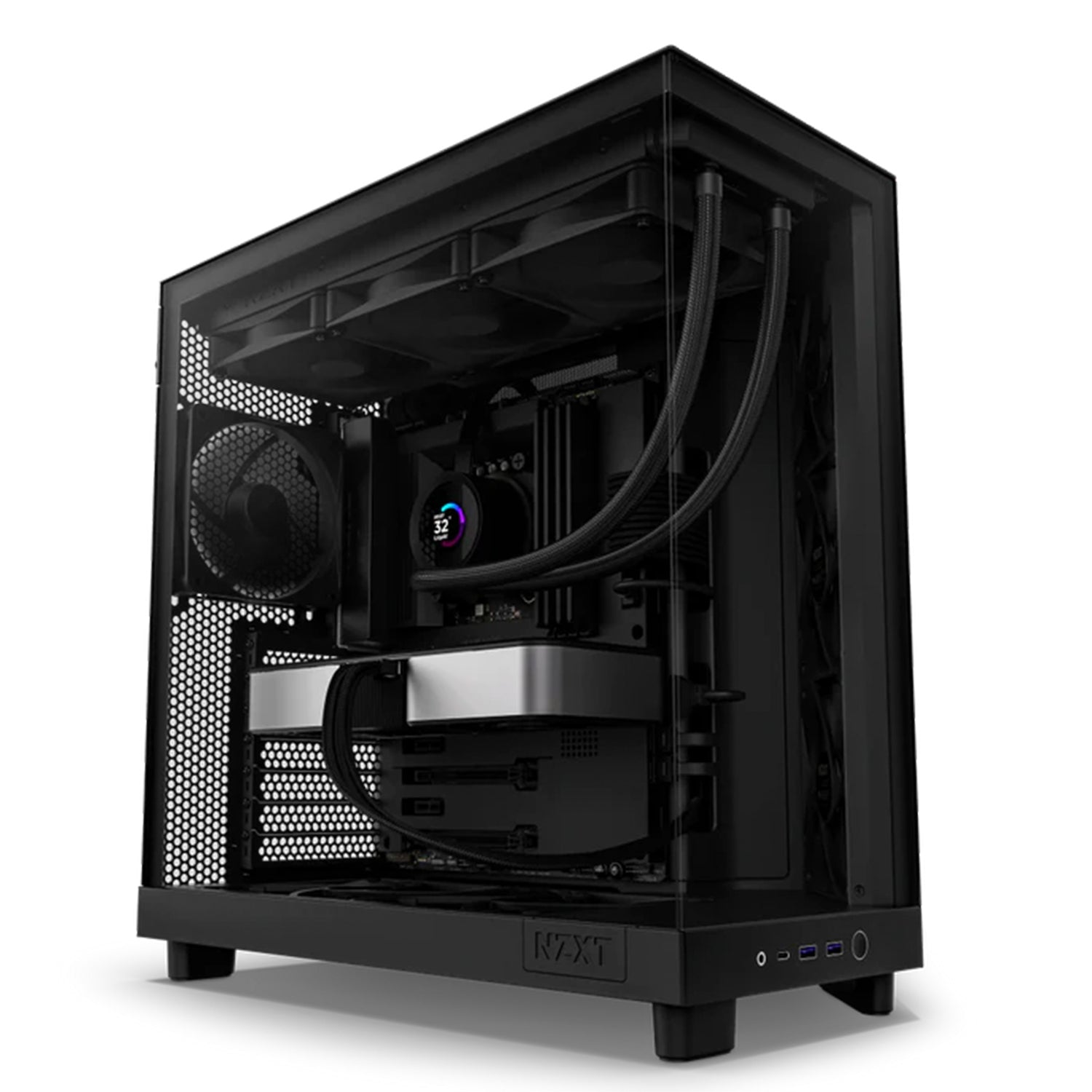 NZXT H6 Flow Compact Dual-Chamber Mid-Tower Airflow Case - Panoramic Paneling With  Ultra-Clear Tempered Glass - Black / White