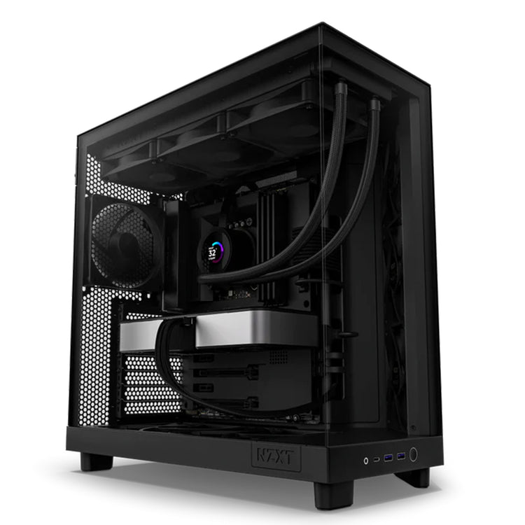 NZXT H6 Flow Compact Dual-Chamber Mid-Tower Airflow Case - Panoramic Paneling With  Ultra-Clear Tempered Glass - Black / White