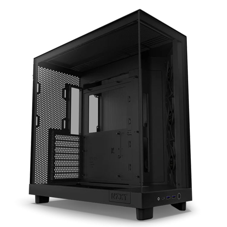 NZXT H6 Flow Compact Dual-Chamber Mid-Tower Airflow Case - Panoramic Paneling With  Ultra-Clear Tempered Glass - Black / White