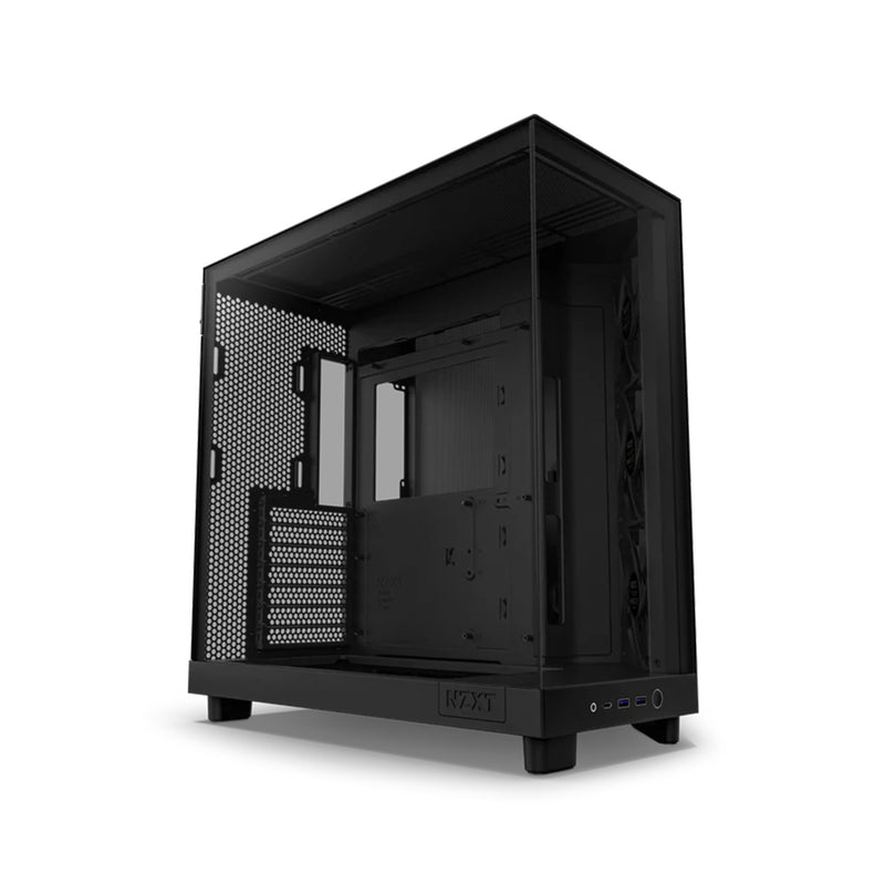 NZXT H6 Flow Compact Dual-Chamber Mid-Tower Airflow Case - Panoramic Paneling With  Ultra-Clear Tempered Glass - Black / White