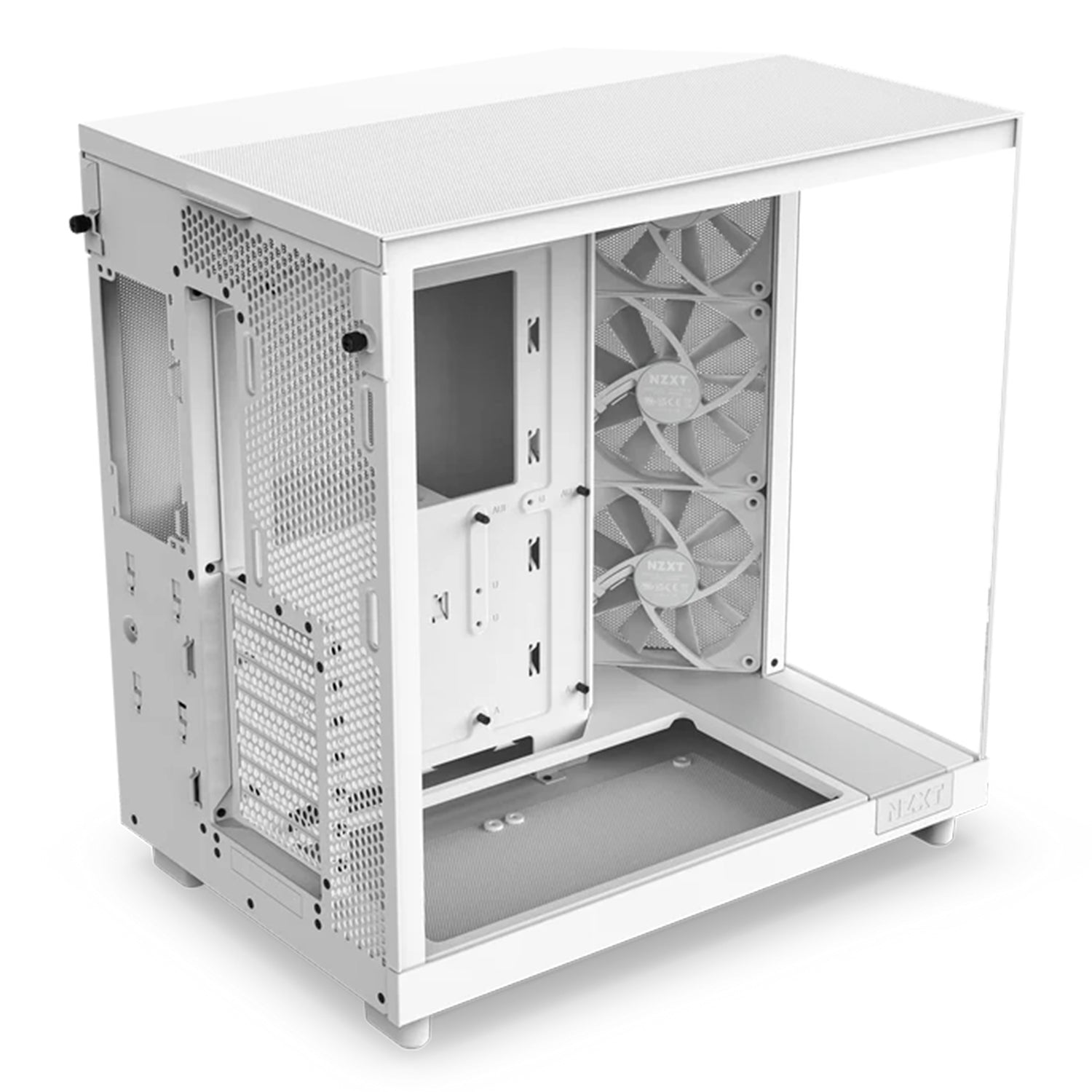 NZXT H6 Flow Compact Dual-Chamber Mid-Tower Airflow Case - Panoramic Paneling With  Ultra-Clear Tempered Glass - Black / White
