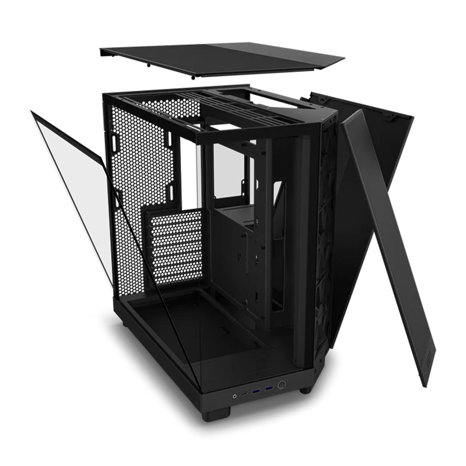 NZXT H6 Flow Compact Dual-Chamber Mid-Tower Airflow Case - Panoramic Paneling With  Ultra-Clear Tempered Glass - Black / White