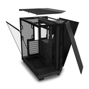 NZXT H6 Flow Compact Dual-Chamber Mid-Tower Airflow Case - Panoramic Paneling With  Ultra-Clear Tempered Glass - Black / White
