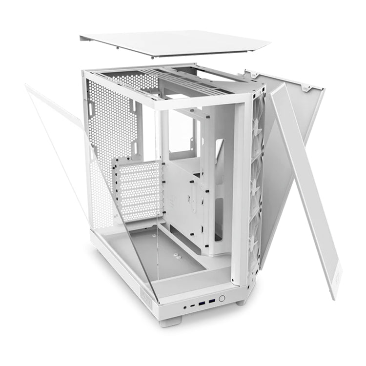 NZXT H6 Flow Compact Dual-Chamber Mid-Tower Airflow Case - Panoramic Paneling With  Ultra-Clear Tempered Glass - Black / White