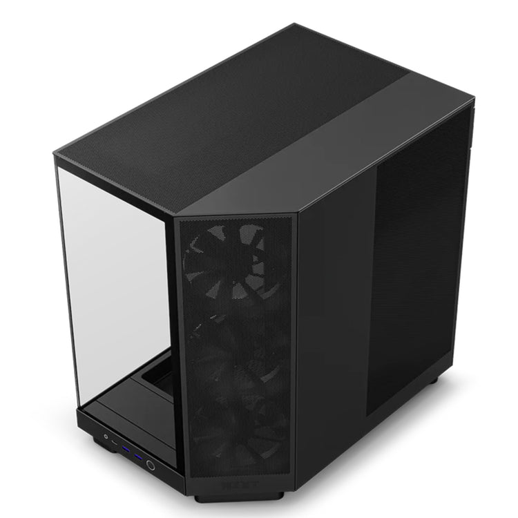 NZXT H6 Flow Compact Dual-Chamber Mid-Tower Airflow Case - Panoramic Paneling With  Ultra-Clear Tempered Glass - Black / White