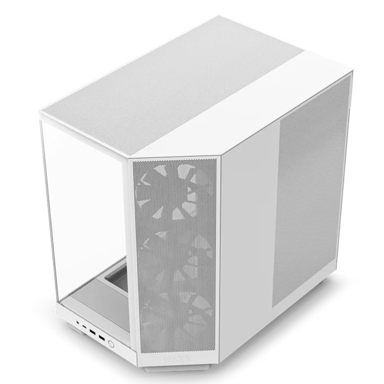 NZXT H6 Flow Compact Dual-Chamber Mid-Tower Airflow Case - Panoramic Paneling With  Ultra-Clear Tempered Glass - Black / White