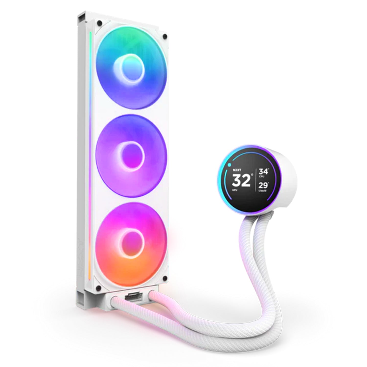 NZXT Fan Kraken Elite 360mm AIO Liquid Cooler With 2.72" IPS LCD / RGB Flexible and Durable - White (RL-KR36E-W2)