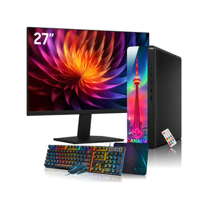 AXOII Northstar RGB Desktop PC With 24" / 27" Display FHD Monitor - Intel Core i5 / i7 - 8th Gen Processor, 16GB DDR4 RAM, 256GB / 512GB SSD, Wi-Fi, Windows 11 Pro - Refurbished