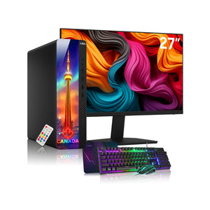 AXOII Northstar RGB Desktop PC With 24" / 27" Display FHD Monitor - Intel Core i5 / i7 - 8th Gen Processor, 16GB DDR4 RAM, 256GB / 512GB SSD, Wi-Fi, Windows 11 Pro - Refurbished