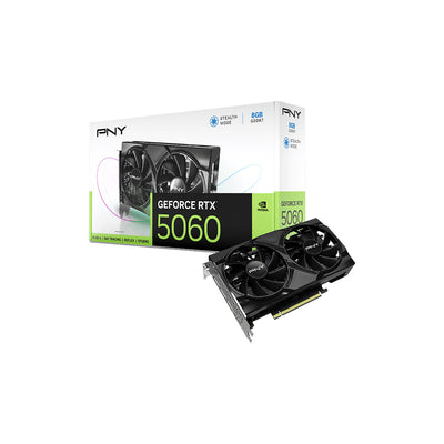 PNY GeForce RTX 5060 8GB Models Graphics Card - 8GB GDDR7 Memory, Dual Fan With Blackwell Architecture, 3x Display Port / HDMI - (VCG50608DFXPB1)