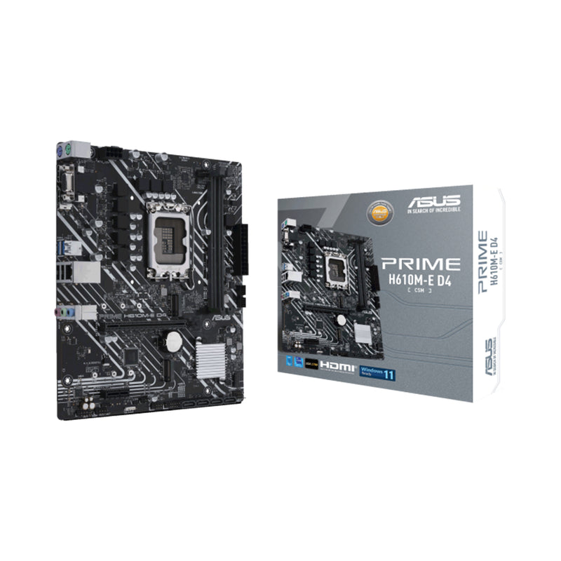 ASUS PRIME H610M-E-CSM Motherboard - Support 14th/13th/12th Gen Intel Processors, DIY Friendly With PCIe 4.0, 64GB DDR4 Max Memory, HDMI / Display Port