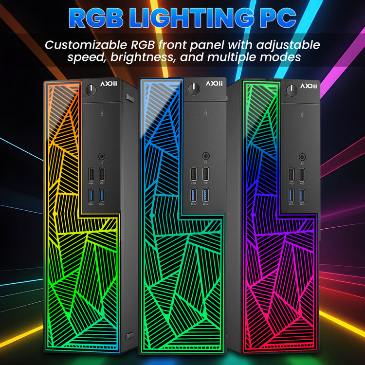 AXOII Custom RGB Desktop PC - Intel Core I5 - 8th Gen Up to 4.10 GHz Processor, AMD / GeForce Graphics Card, 16GB DDR4 RAM, 256GB NVMe + 1TB HDD, Gaming Keyboard & Mouse - Windows 11 Pro