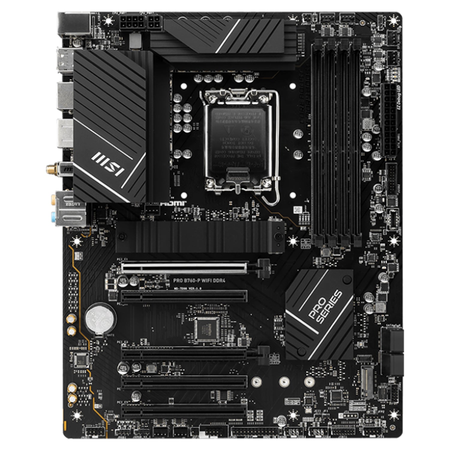 MSI PRO B760-P WIFI DDR4 Gaming Motherboard  / ATX - Supports Intel 12th, 13th & 14th Gen Core Processors / LGA 1700 Socket / M.2 Gen4 Slots