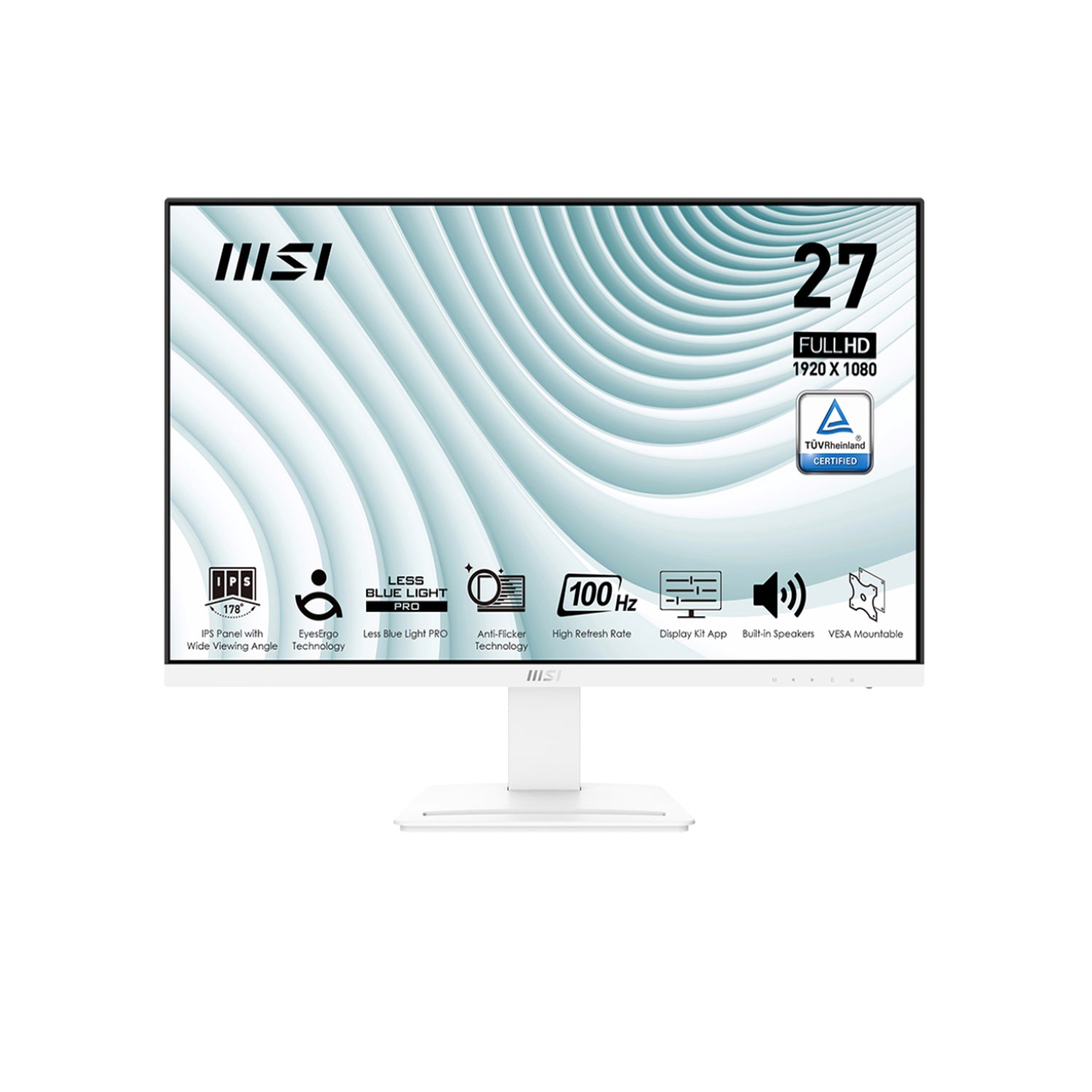 MSI PRO MP273AW Series Eye Care Business Monitor -  27-Inch FHD (1920 x 1080), Anti-Flicker Technology With Less Blue Light Pro, 100Hz Refresh Rate, Built-in Speakers, HDMI / Display Port