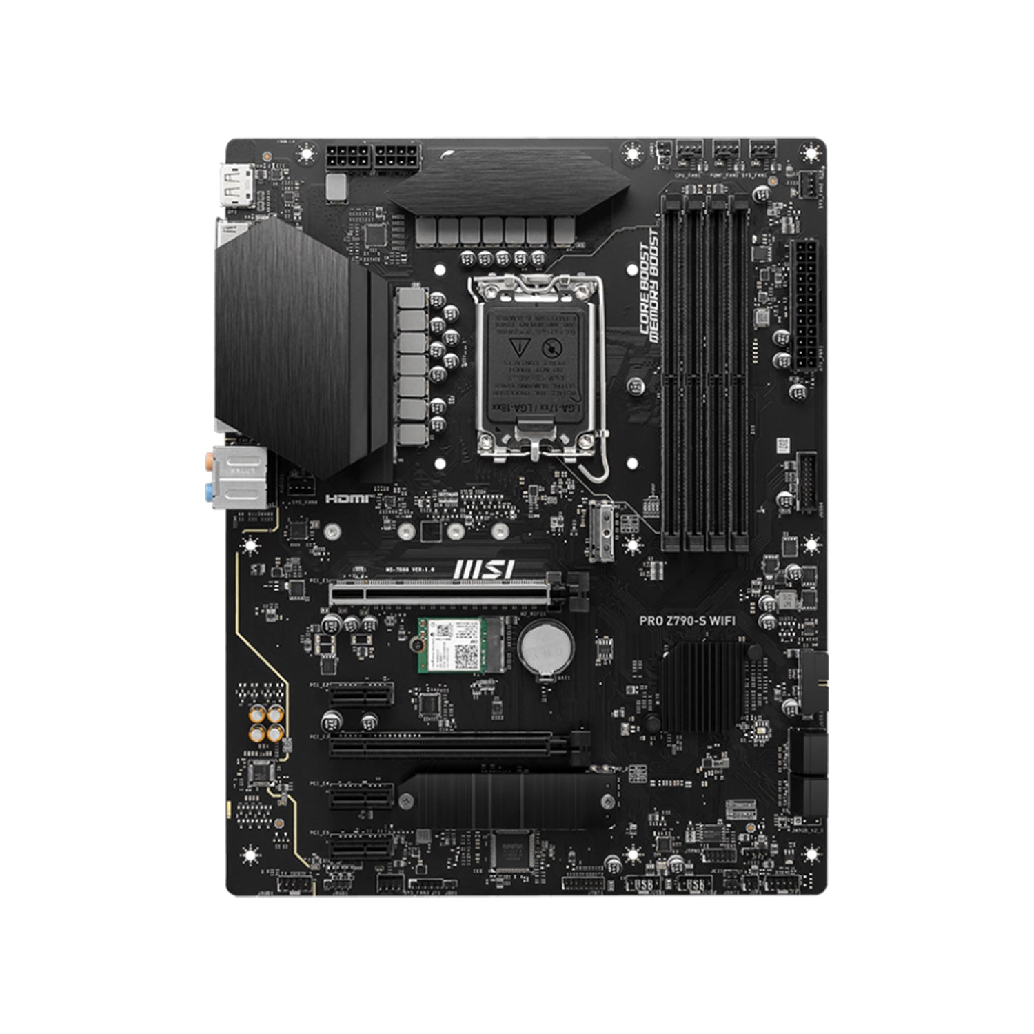 MSI PRO Z790-S WIFI ProSeries Motherboard - Support 14th/13th/12th Gen Intel Processors, Lightning Gen 5 PCI-E With Steel Armor, 256GB DDR5 Max Memory, HDMI / Display Port