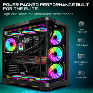 HAJAAN PhantomX Gaming PC – Intel i9 12900K - GeForce RTX 5060/5060Ti/5070 - 32GB DDR4 - 1TB NVMe SSD - Windows 11 Pro - WiFi - Bluetooth