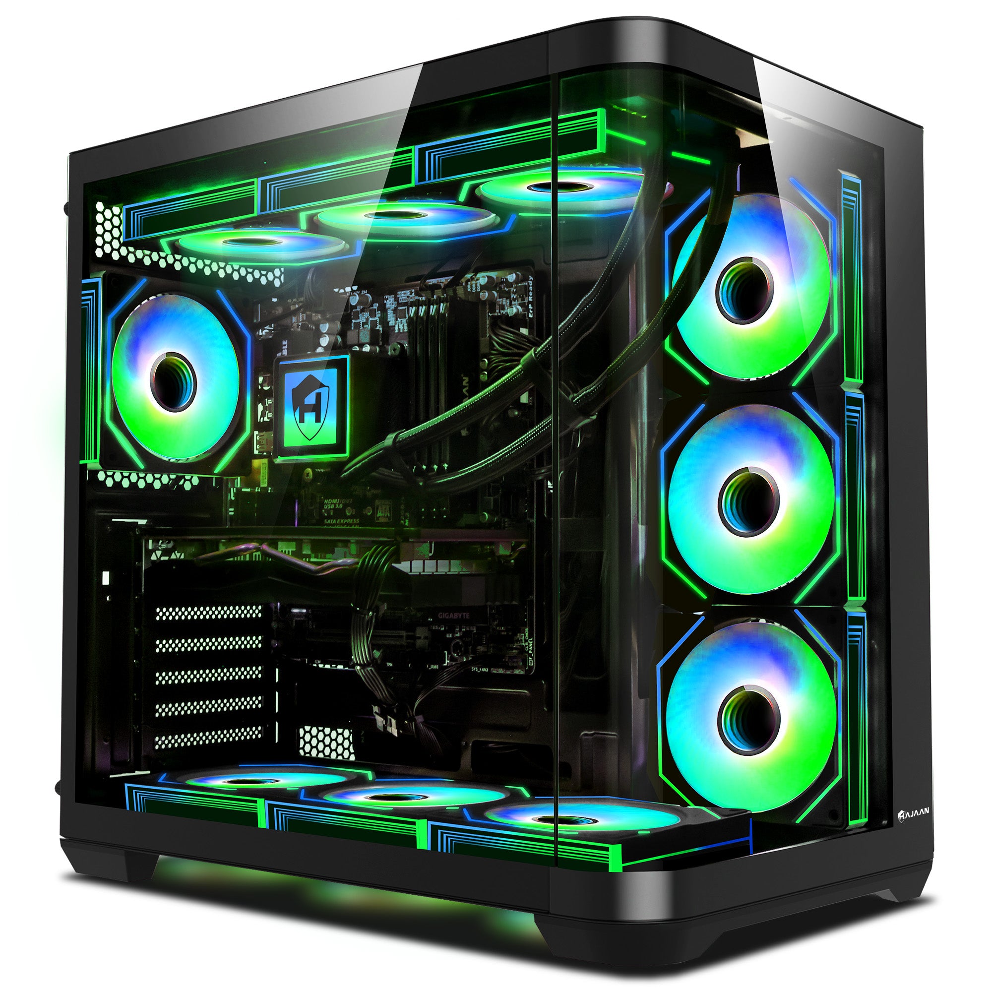 HAJAAN PhantomX Liquid Cooling Gaming PC - Intel Core i9 - 12th Gen Up to 5.2 GHz Processor, GeForce RTX 5060/ 5070 Graphics Card, 32GB - 64GB DDR4 RAM, 2TB NVMe SSD, Windows 11 Pro - New