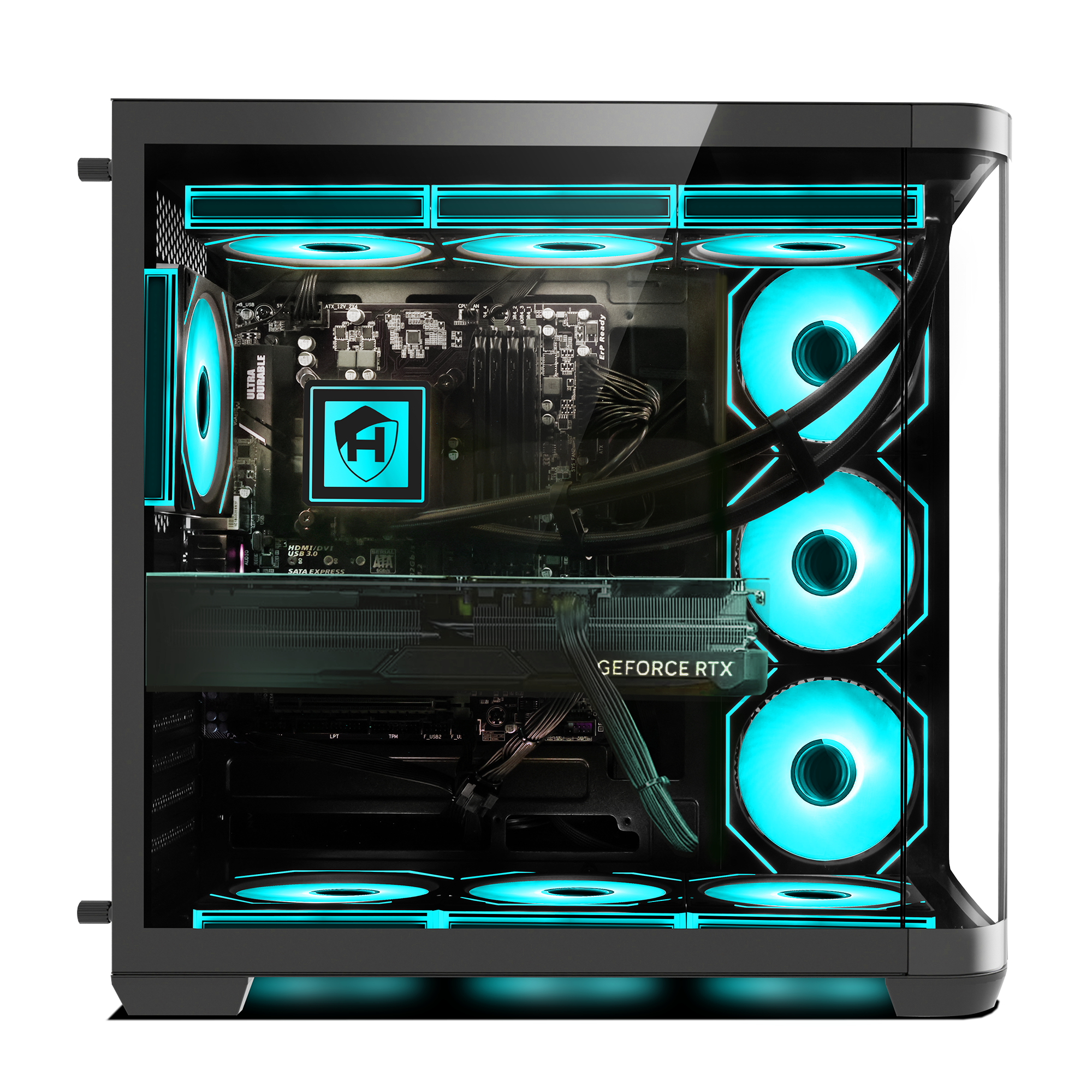 HAJAAN Liquid Cooling Gaming PC - Intel Core i7 - 12th Gen Processor, GeForce RTX 5060/ 5060Ti/ 5070 Graphics Card, 32GB DDR4 RAM, 1TB NVMe SSD, Windows 11 Pro - PhantomX