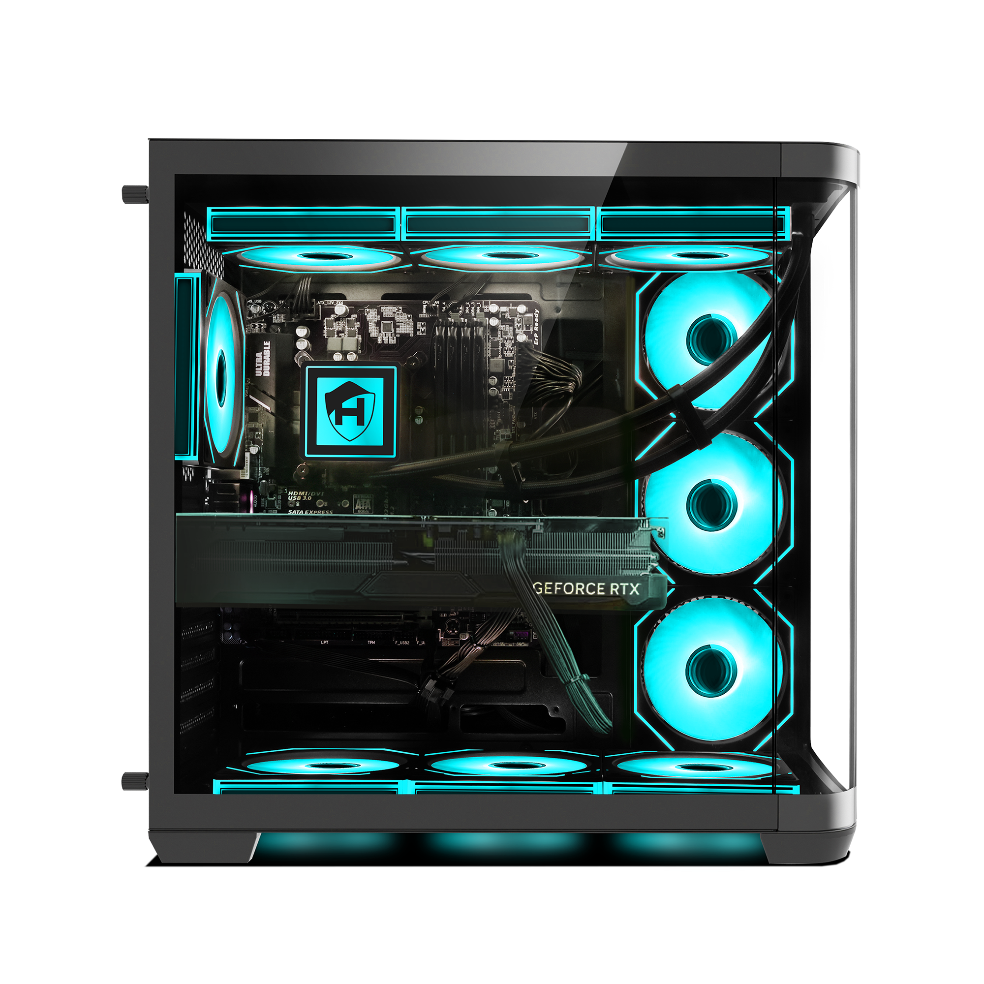 HAJAAN PhantomX Liquid Cooling Gaming PC, AMD Ryzen 7 Processor, GeForce RTX 5070 Graphics Card, 32GB DDR4 RAM, 1TB NVMe SSD, AI-Powered Performance / VR Compatible, Wi-Fi Ready - Windows 11 Pro