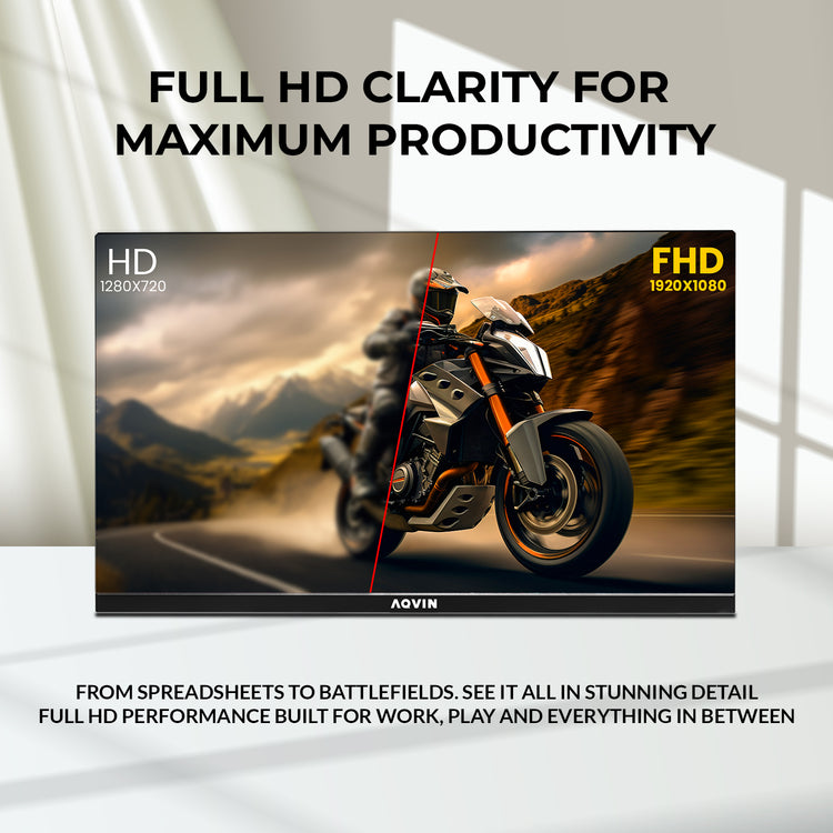 AQVIN 24" Full HD Flat Curvature Monitor - VA Screen With 100Hz Refresh Rate, HDMI and VGA Port, Monitor for PC, Wall Mountable, Best for Office & Home - Black (QM24v)