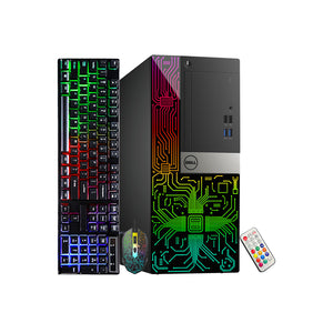 Custom Built RGB PC - Dell OptiPlex Gaming Desktop Tower, AMD/ NVIDIA Graphics, Intel i7 Hexa-Core Processor, 16GB - 32GB DDR4 RAM, 512GB - 1TB SSD, Windows 11 Pro, Keyboard Mouse - Refurbished