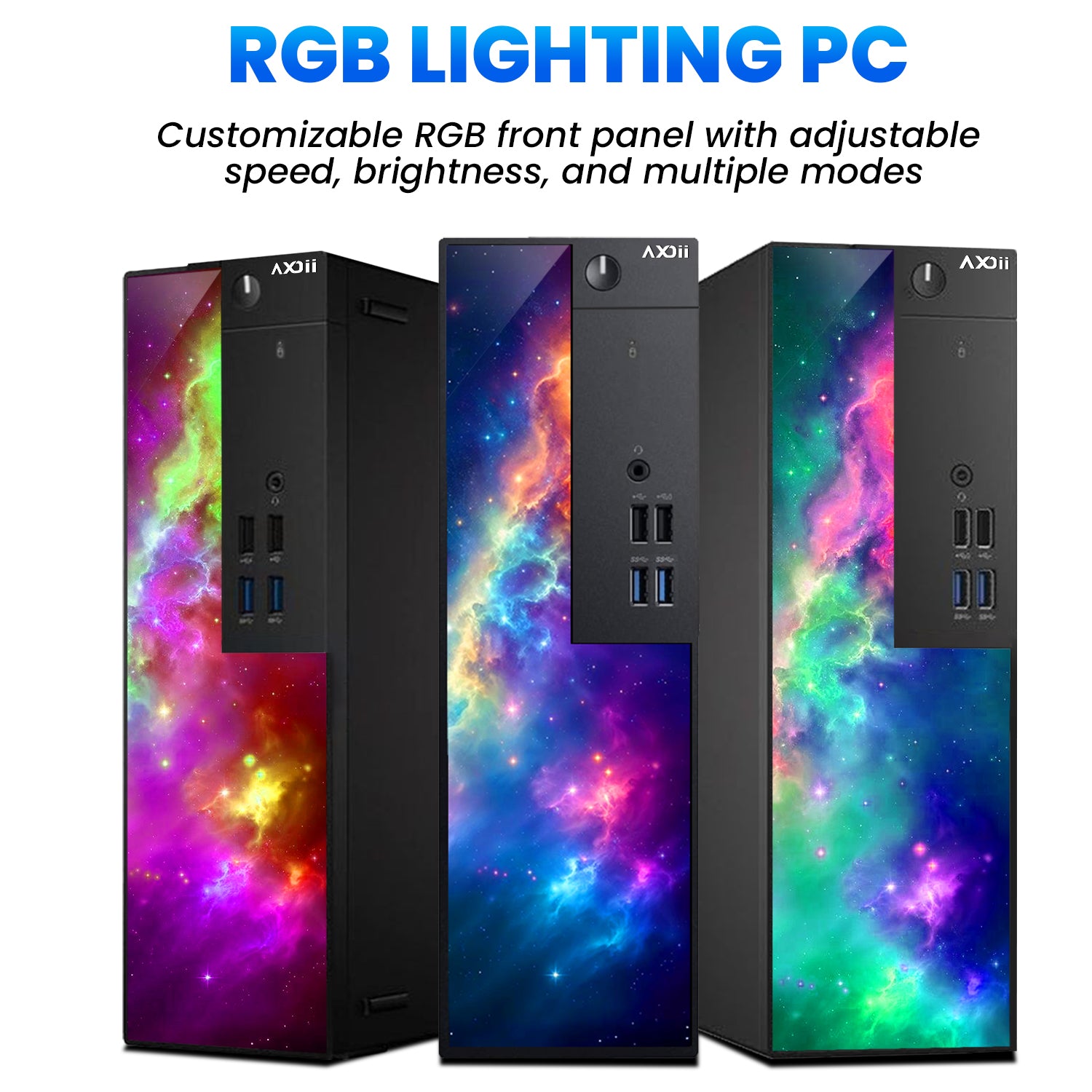 AXOII SPARK Gaming Desktop PC Computer, Intel Core i5/i7 - 8th Gen Processor, Graphics Card - AMD RX 550 / GT1030, 16GB DDR4 RAM, 512GB NVMe SSD, 24/27 Inch FHD Monitor, Wi-Fi, Bluetooth Adapter - Windows 11 Pro