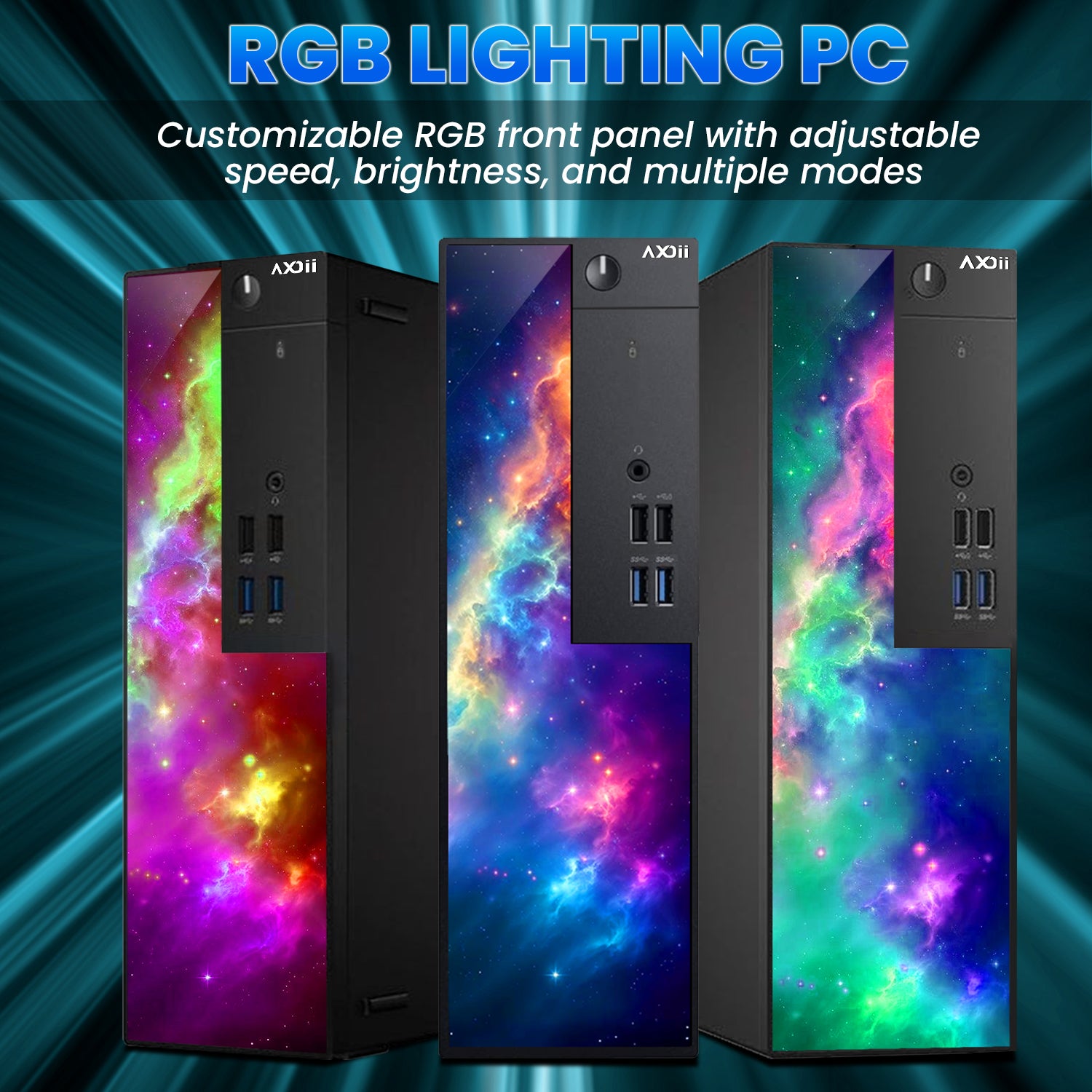 AXOII SPARK RGB Desktop PC - Intel Core I5 - 8th Gen Up to 4.10 GHz Processor, AMD / GeForce Graphics Card, 16GB DDR4 RAM, 256GB NVMe + 1TB HDD, Wi-Fi - Windows 11 Pro