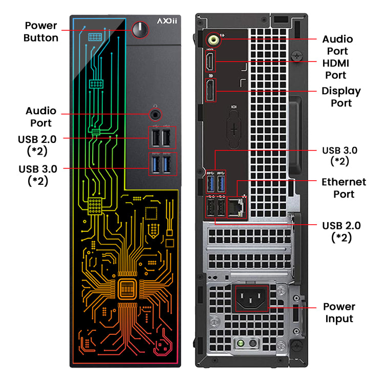 AXOII RGB Desktop Computer PC, Intel i5/i7  - 8th Gen Processor, 16GB DDR4 RAM, 512GB SSD, 24 Inch Monitor, Keyboard Mouse and Headset, WiFi, Windows 11 Pro