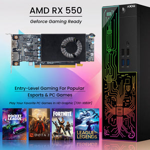 AXOII RGB Desktop Computer PC, Intel i5/i7  - 8th Gen Processor, 16GB DDR4 RAM, 512GB SSD, 24 Inch Monitor, Keyboard Mouse and Headset, WiFi, Windows 11 Pro