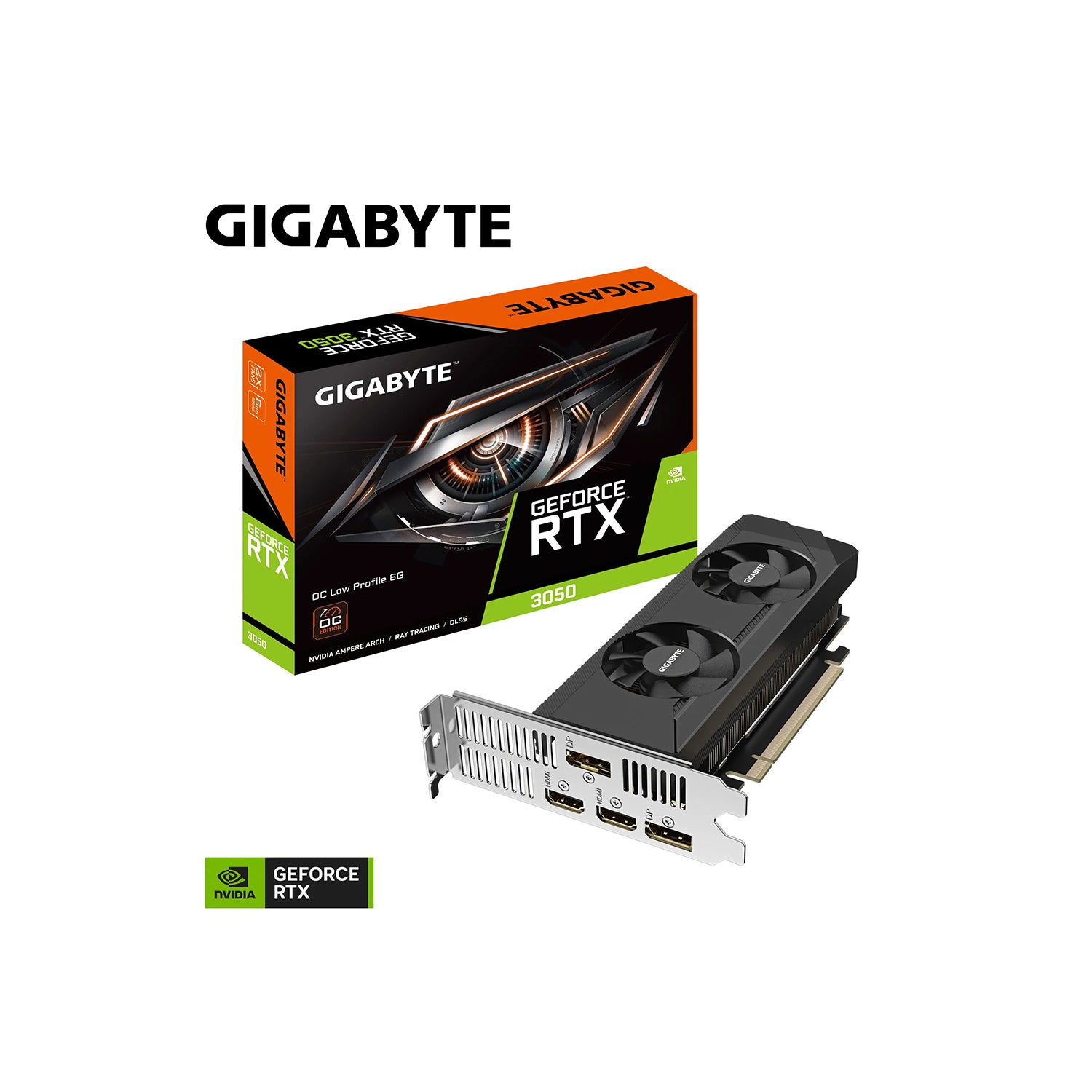 GIGABYTE GeForce RTX 3050 OC | Low Profile 6G Graphics Card | 6GB GDDR6 96-bit Memory | HDMI, Display Port - (GV-N3050OC-6GL)