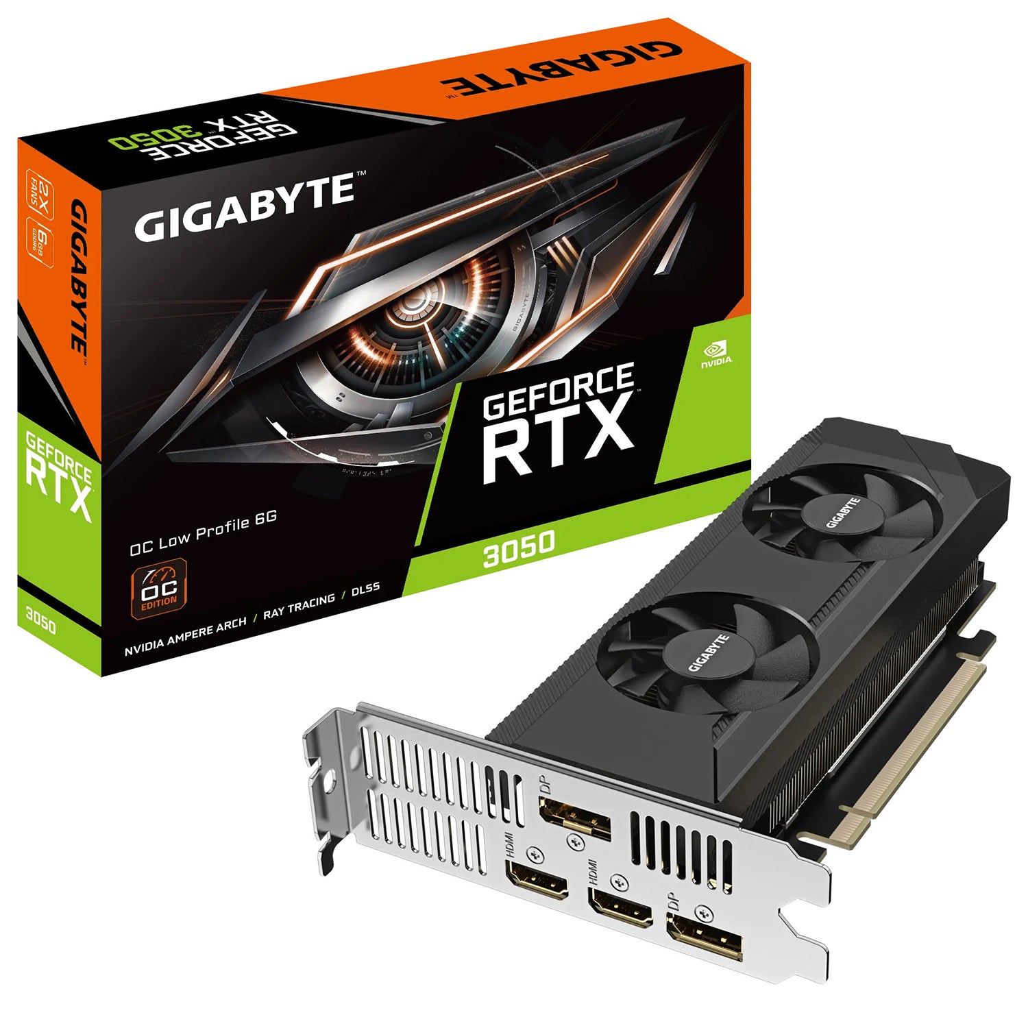 GIGABYTE GeForce RTX 3050 OC | Low Profile 6G Graphics Card | 6GB GDDR6 96-bit Memory | HDMI, Display Port - (GV-N3050OC-6GL)