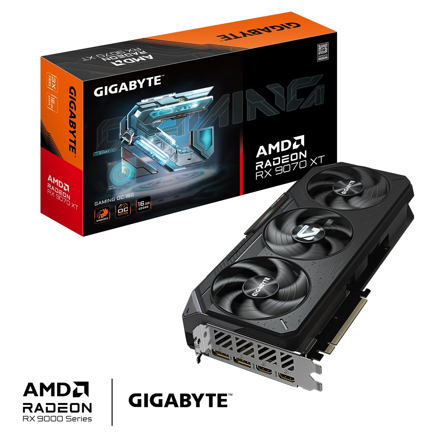 GIGABYTE Radeon RX 9070 XT GAMING OC Graphics Card - 16GB GDDR6, WindForce Cooling System With HAWK Fan, 256-Bit Memory, 2x Display Port / 2x HDMI - (GV-R9070XTGAMING OC-16GD)