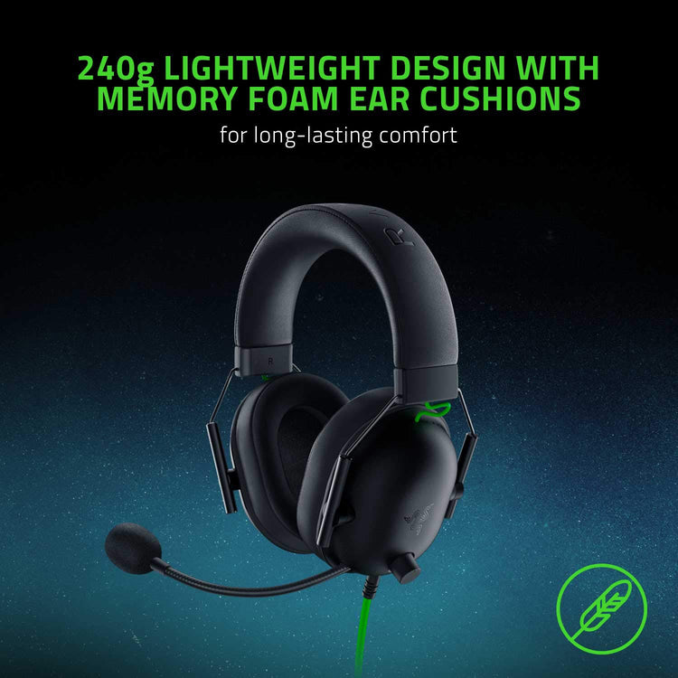 Razer BlackShark V2 X Wired Gaming Headset - With 7.1 Surround Sound, Advanced Passive Noise Cancellation, 3.5 mm Audio Jack - for PC, Mac, PS4, Xbox One